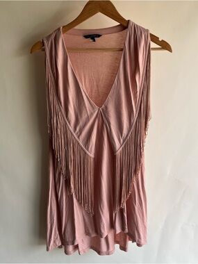 Banana Republic Tassel Tank Top Light Pink Sz Med Women’s Tunic EUC